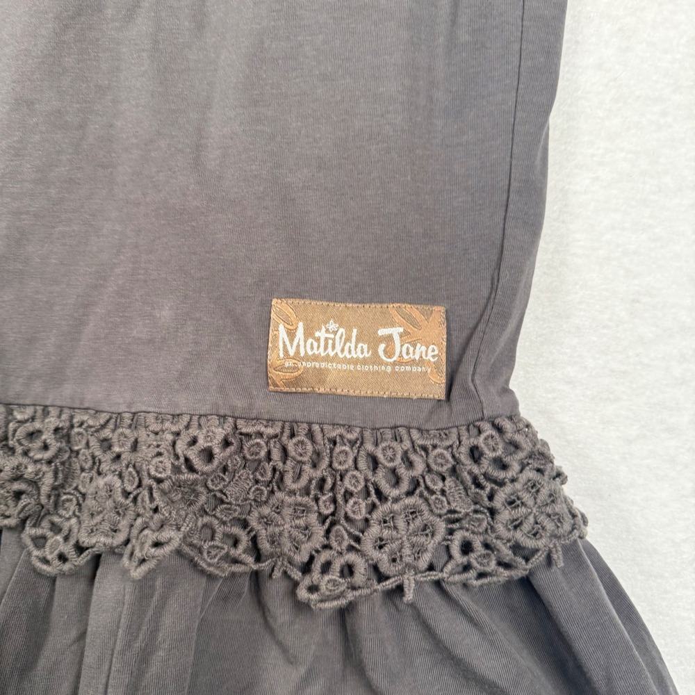 Matilda Jane Big Ruffle Pants Womens XL Gray Crochet Lace Cropped Wide Leg - Picture 3 of 8